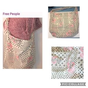 New Large Free People Floral Stars Dots Shopping Bag Crossbody New